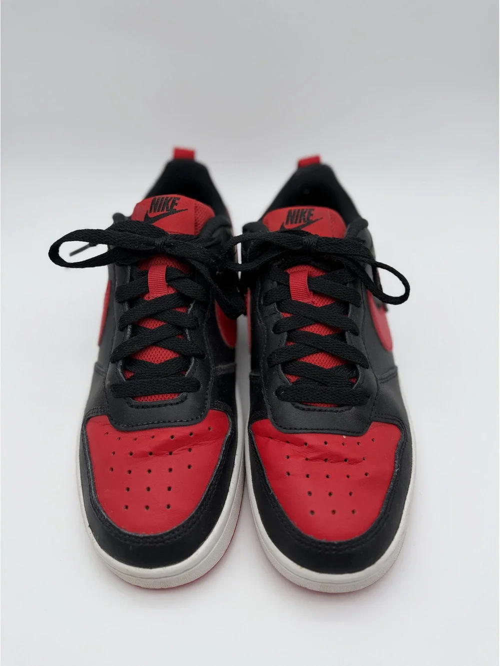 Nike Court Borough Low 2 GS Black University Red BQ5448-007 Youth Size 6.5Y